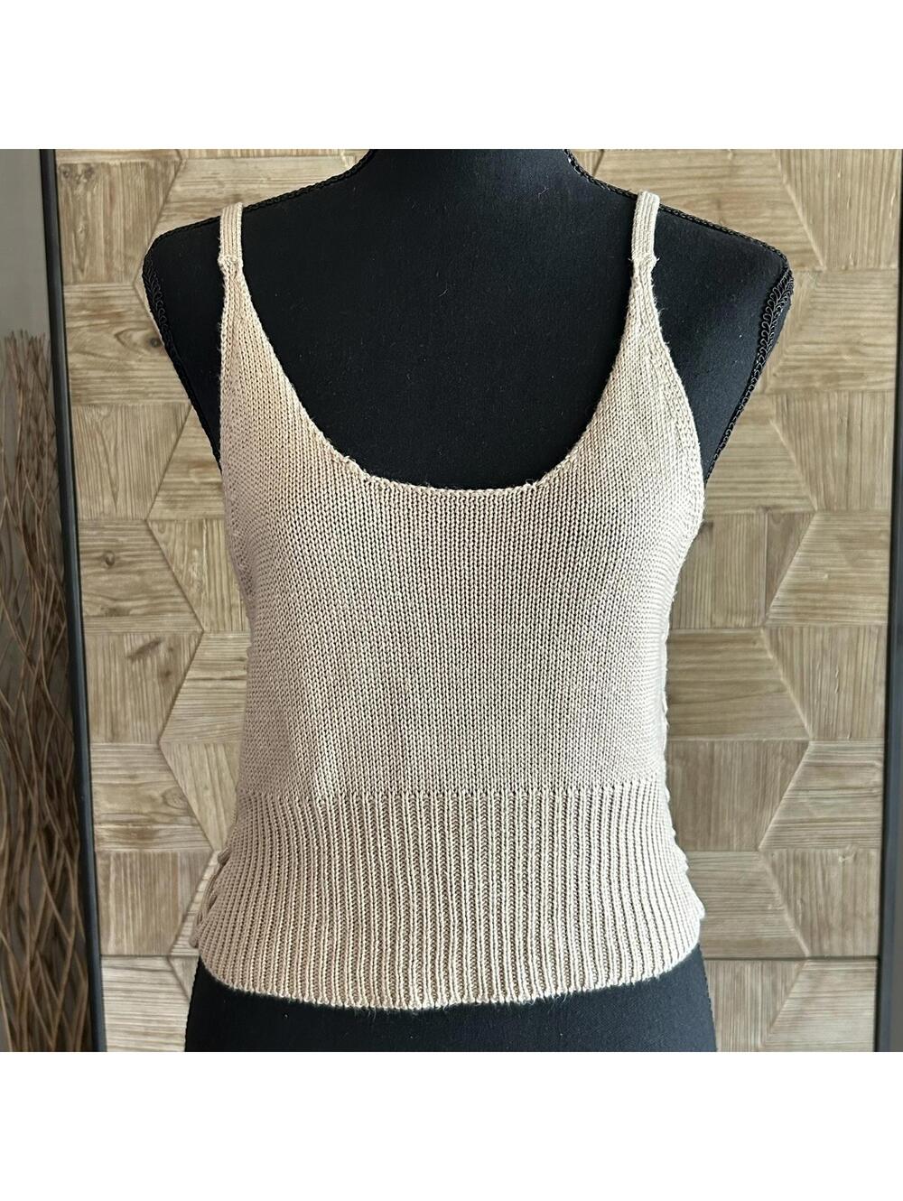 LA Hearts Womens Knit Tank Top Size M/L Tan Side Lace Up Summer